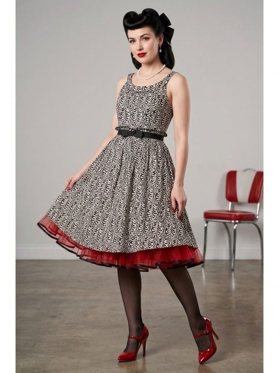 Roadkill Ranch Dresses & Skirts - Roadkill Ranch Retro Black White Cotton Fit & Flare Midi Dress S